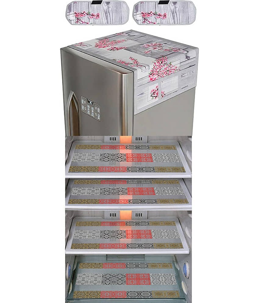 Crosmo Polyester Ethnic Fridge Mat & Cover ( 99 53 ) Pack of 7 - Multicolor