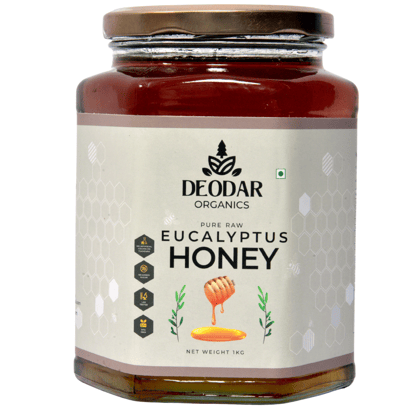 DEODAR ORGANICS' 100% Pure Raw Eucalyptus Forest Honey - Natural | Fresh | Unprocessed Original Honey, Ethically sourced - (Pack of 1 Glass Jar)