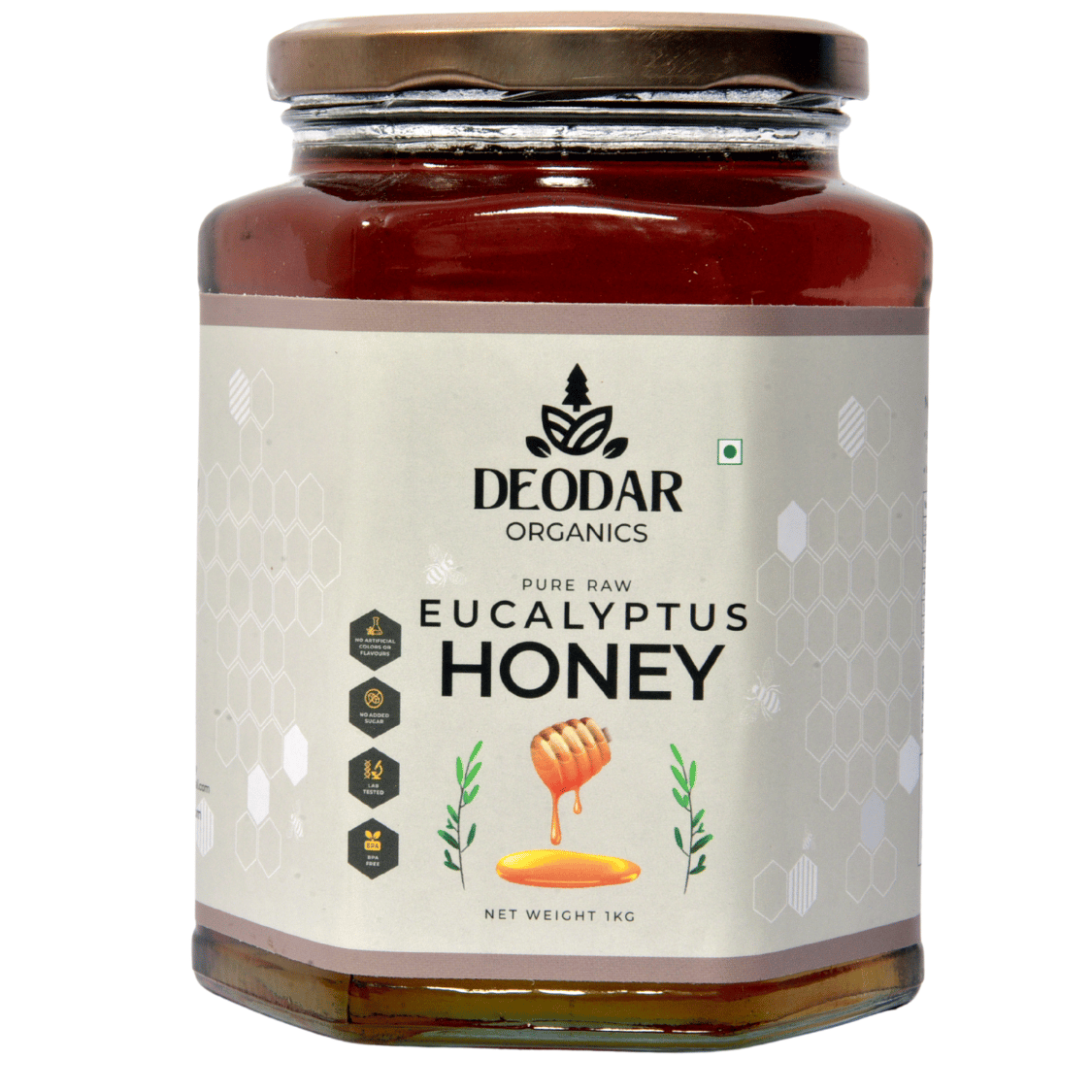DEODAR ORGANICS' 100% Pure Raw Eucalyptus Forest Honey - Natural | Fresh | Unprocessed Original Honey, Ethically sourced - (Pack of 1 Glass Jar)