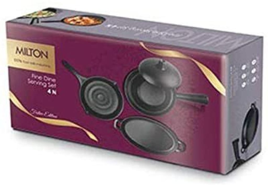 MILTON Melamine Fine Dine Serving Set Of 4 Non Stick Coated Cookware Set (PTFE Non Stick 3N)