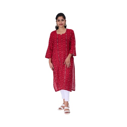 GHL GUENDICHA HAAT Sambalpuri Certified Handloom Women's Pure Cotton Kurta(Red,M)