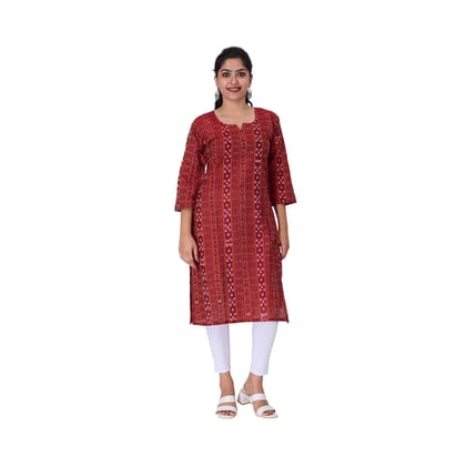 GHL GUENDICHA HAAT Sambalpuri Certified Handloom Women's Pure Cotton KeyHoleneck Kurta Red GHL GUENDICHA HAAT Sambalpuri Certified Handloom Women's Pure Cotton KeyHoleneck Kurta Red