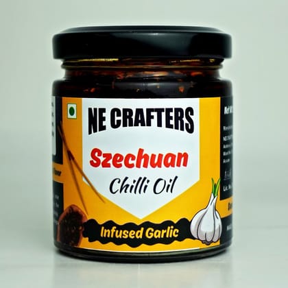 NE CRAFTERS Szechuan Pepper Chilli Oil | Premium | Hand-Made with Szechuan Pepper, Kashmiri & Red Chillies, Garlic, Onion, Cinnamon and Spices | Best with Momos, Ramen, Noodles, Pasta - (100 gms)