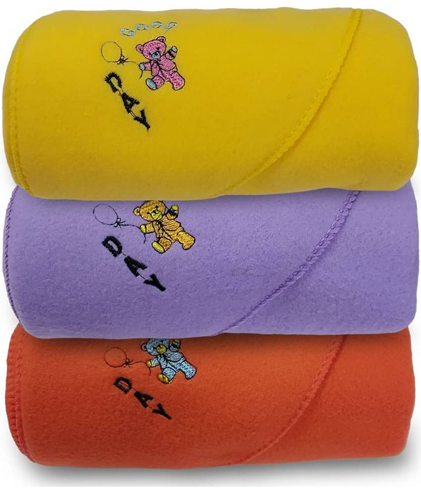 BELLO TOKO - Multi-Colour Cotton Blend Baby Crib Blanket ( Pack of 3 )