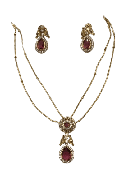 Buy Traditional Indian Gold Plated Ruby Necklace Set Online at Best Price