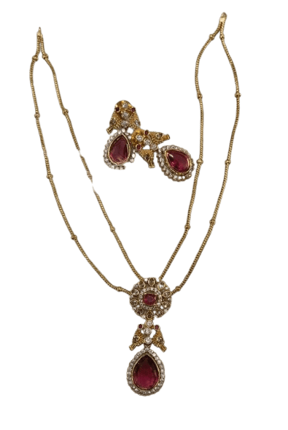  Buy Traditional Indian Gold Plated Ruby Necklace Set Online at Best Price