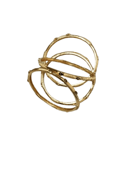 Gold Plated Bangles Set of 4 with Black Beads and Stone for Women