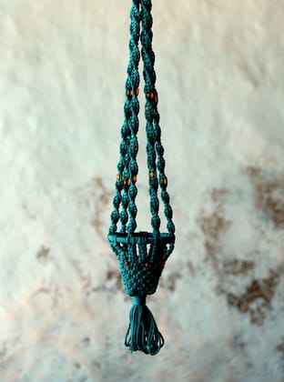  Unique Handwoven Macrame Plant Hanger with Glass Beads and Tassel, Boho Home Decor