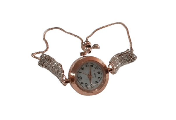  Women's Rose Gold Rhinestone Watch with Bangle Bracelet