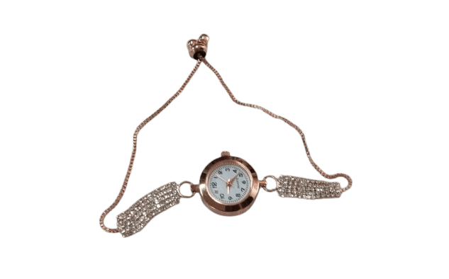  Women's Rose Gold Rhinestone Watch with Bangle Bracelet