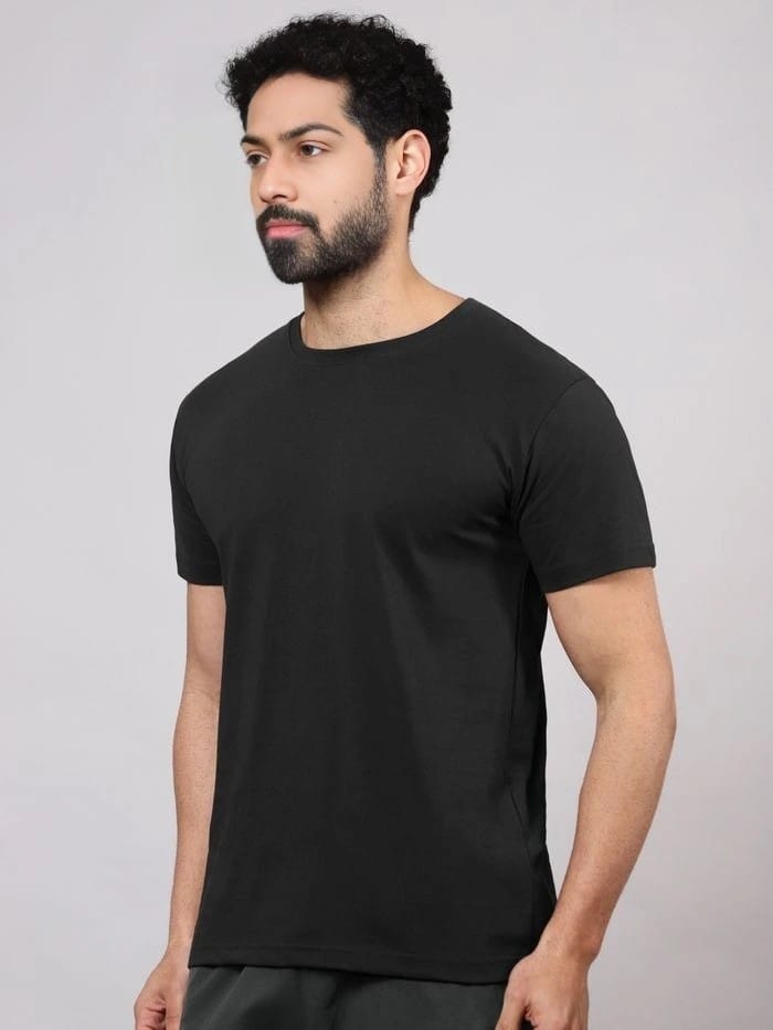 Top Men Premium Black Regular Unisex T-shirt 2025 at ShopCircuit | ONDC
