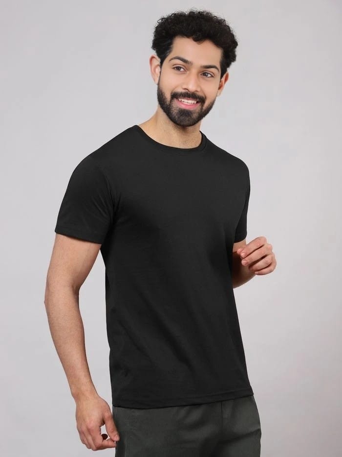 Top Men Premium Black Regular Unisex T-shirt 2025 at ShopCircuit | ONDC