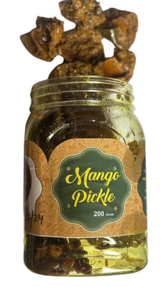 200g Jar of Authentic Indian Mango Pickle - Traditional Homemade Style, Sour and Spice