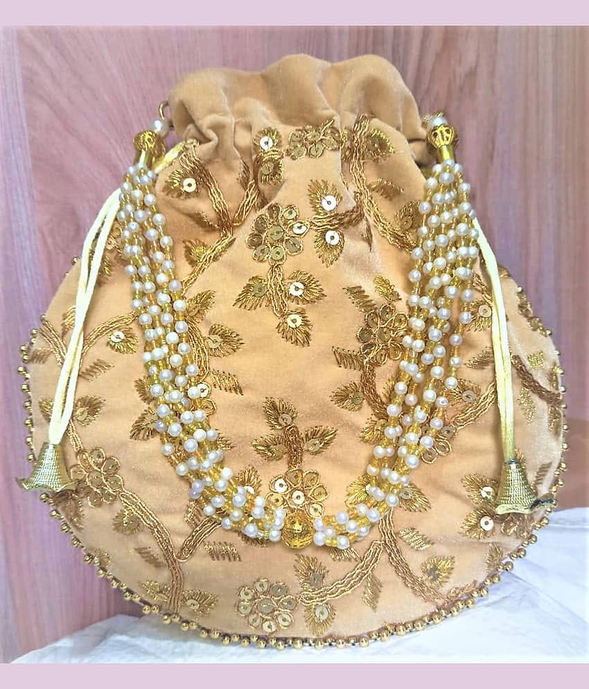 Bulbul Gold Velvet Potli