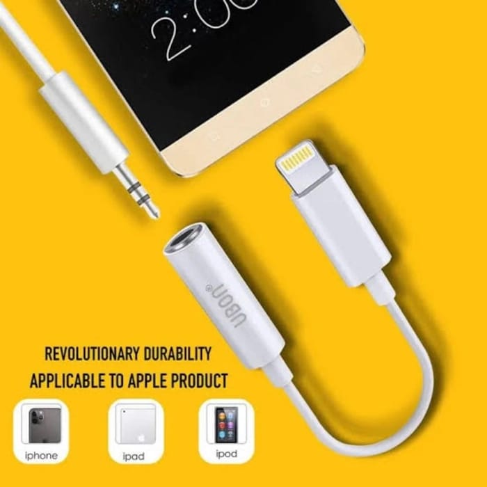 UBON 3.5mm Jack Audio Adapter for iPhone 14 13 12 11 Pro Max XR XS X 8 7 Plus SE 2020/2016, iPad iPod - White