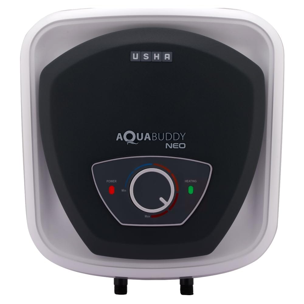 USHA AquaBuddy Neo Geyser 25 Litre 5 Star BEE Rating | Copper Heating Element | Storage Water Heater with Anti-Rust Protection | Warranty: 8 Yr Tank, 2 Yr Product USHA AquaBuddy Neo Geyser 25 Litre 5 Star BEE Rating | Copper Heating Element | Storage Wat