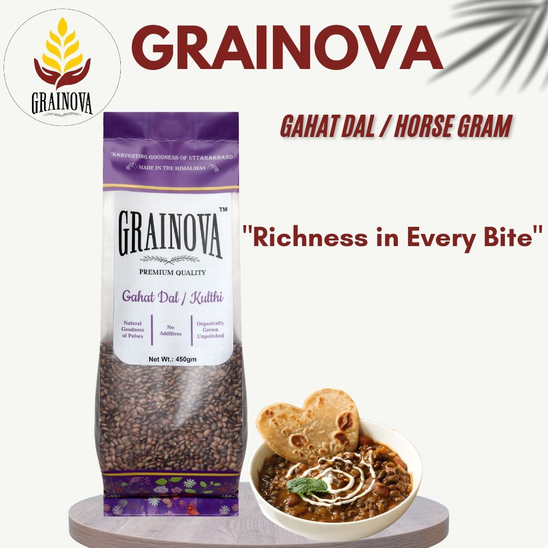 GRAINOVA Gahat Dal | Organic Kulthi Dal | Kulthi Beans | Hurali Kalu | Pahadi Gahat Dal , Uttarakhand Gahat Dal | Gahat Dal 500gm | Horse Gram , Vulavalu, Kollu | Gahat Beans