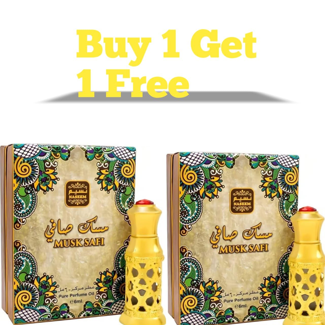 Naseem Musk Safi Perfume Oil 6mL – Pure Musk Scent | Buy 1 Get 1 Free