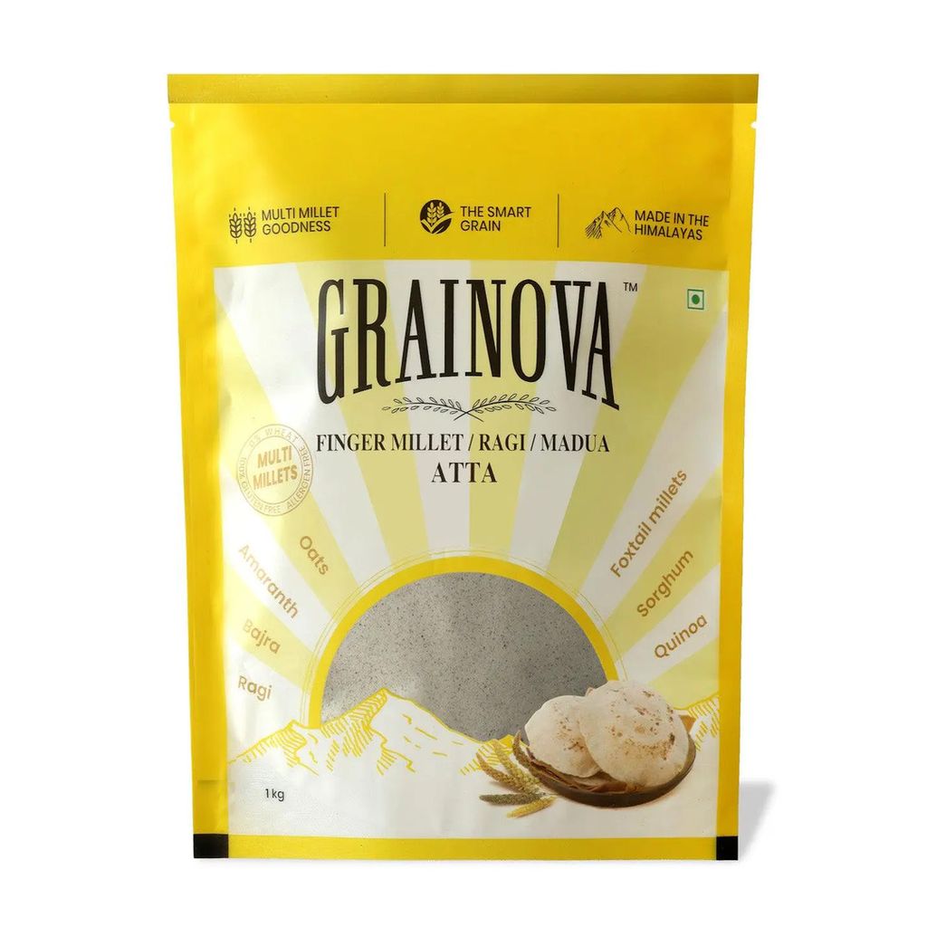 GRAINOVA Ragi Atta | Finger Millet Flour | Millet Atta | Madua Atta | Ragi Atta 1kg | Uttrakahnd Organic Mandua Atta