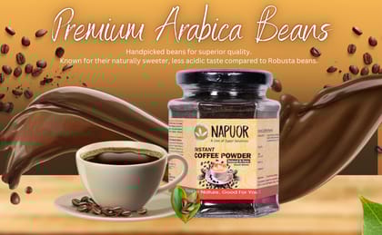 Napuor Organics Instant Coffee Powder | Spray Dried | Aromatic Coffee From South Indian Plantations | Premium Arabica B eans For a Rich Coffee Experience | 100g