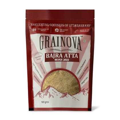 GRAINOVA  Bajra Atta | Pearl Millet | Bajra Atta 500gm | Millet Flour | Bajre Ka Atta