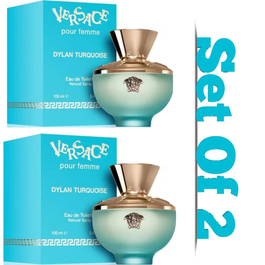 Versace Pour Femme Dylan Turquoise Eau De Toilette for Women – 100ml/3.4 fl oz Set of 2
