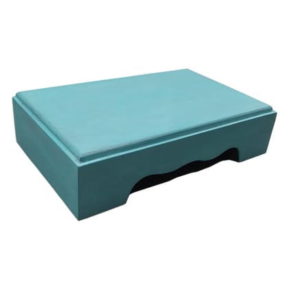 Define Art Pedestal Statue Base Pooja Chowki for Figurine Idol & Showpiece Decoration Home Decor Sea Blue Color Rectangle Shape (8 inch x 5 inch x 2 inch Height)