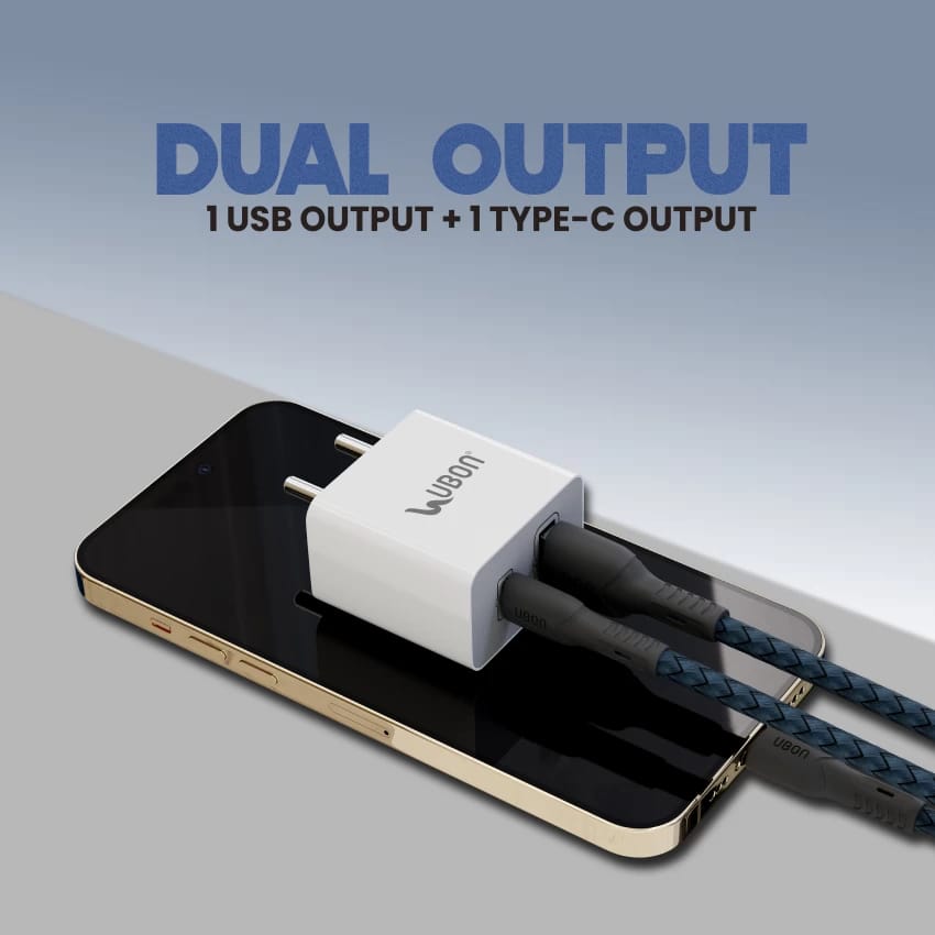 UBON Fast Charger 25W CH43 Dual Port (USB & Type C) Wall Charger,
