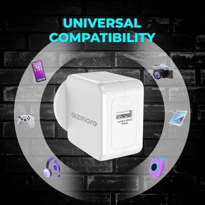 GIZMORE PA100ULTRA 100W Super VOOC USB Fast Charger Adapter Compatible with All Smartphone