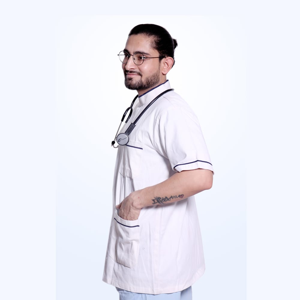 Dentist Apron | White Apron | Half Sleeves Apron | Lab Coat Apron | Unisex | Comfortable | Professionals use | Sizes(S-XXL)