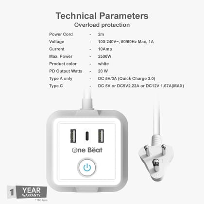 One Beat Cube Pro 20W PD Fast Charging Extension Board