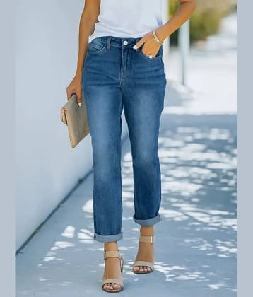 Greenflair Women's Boyfriend Fit High-Rise Jeans ( Blue )
