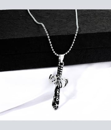 Thrillz Stainless Steel Christian Crossed Silver Pendant