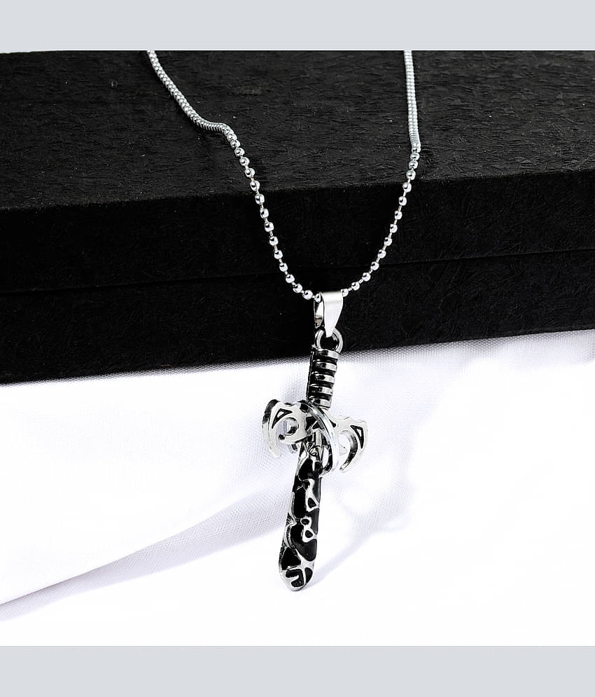 Thrillz Stainless Steel Christian Crossed Silver Pendant
