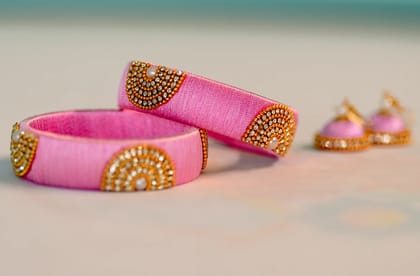 Pink Bangles & Earrings Set