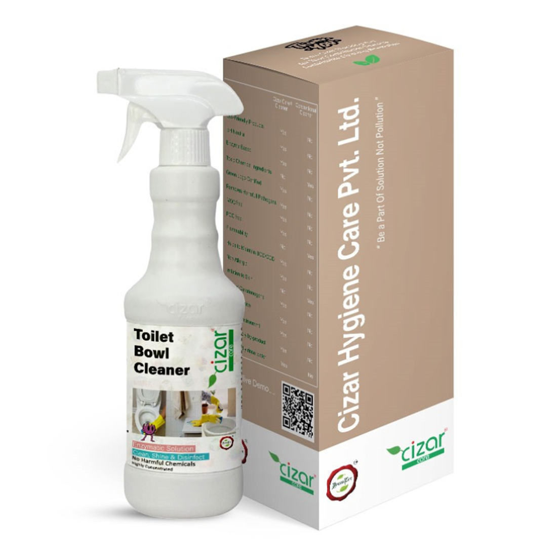 Cizar Natural Toilet Bowl Cleaner Liquid I GreenPro Certified, Organic, Non-toxic & Eco-friendly | Removes Limescale & Yellow Stain - 650 ml