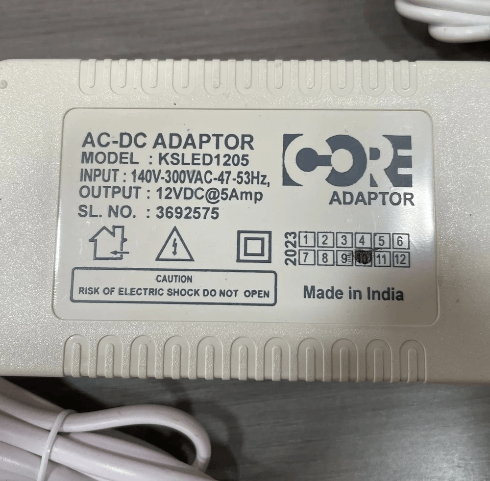 AC-DC Adaptor 12V DC@5Amp 140V-300VAC 47-53Hz - KSLED1205 ( Suitable for electronic devices DC LED strip lights,CCTV security camera DVR NVR, RO,Modems, Piano,etc