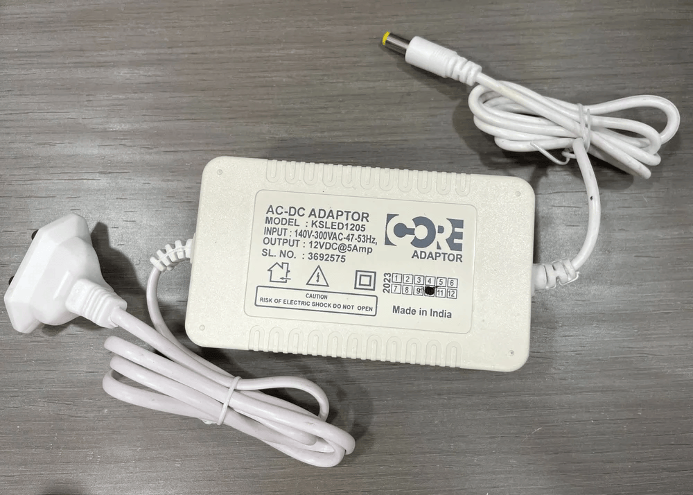 AC-DC Adaptor 12V DC@5Amp 140V-300VAC 47-53Hz - KSLED1205 ( Suitable for electronic devices DC LED strip lights,CCTV security camera DVR NVR, RO,Modems, Piano,etc