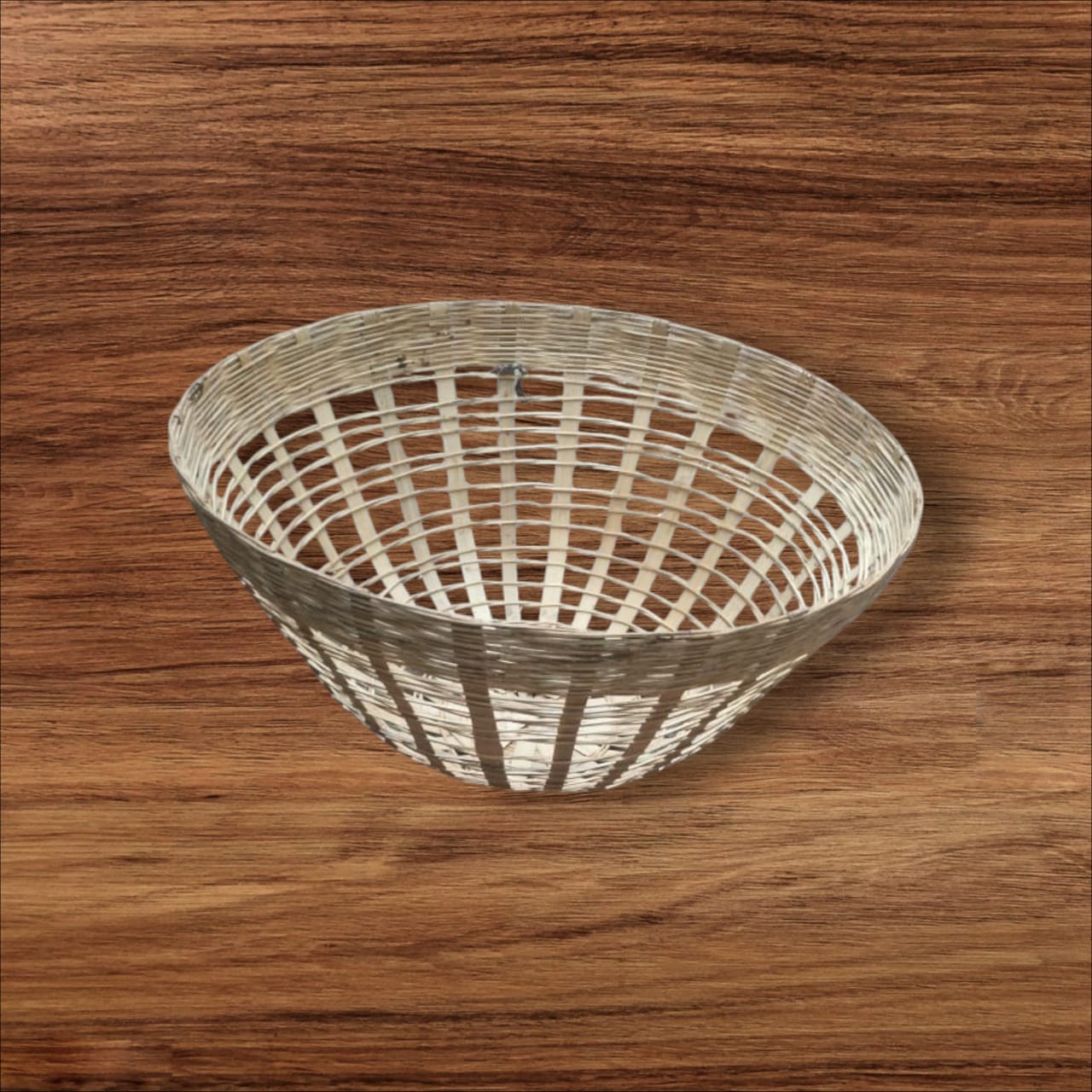 Handcrafted Bamboo Dome Basket with Intricate Weave and Natural Brown Finish