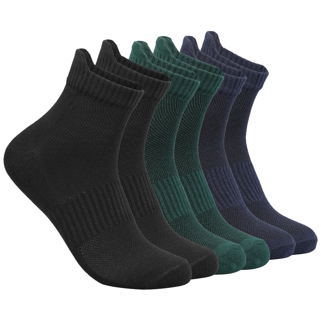 Vayu Lifestyle Bold Trio Nylon Cotton Ankle Socks – Unisex Daily Comfort | Black, Navy, Forest Green | Pack of 3 - Socks | Buy online on ZillyBuy