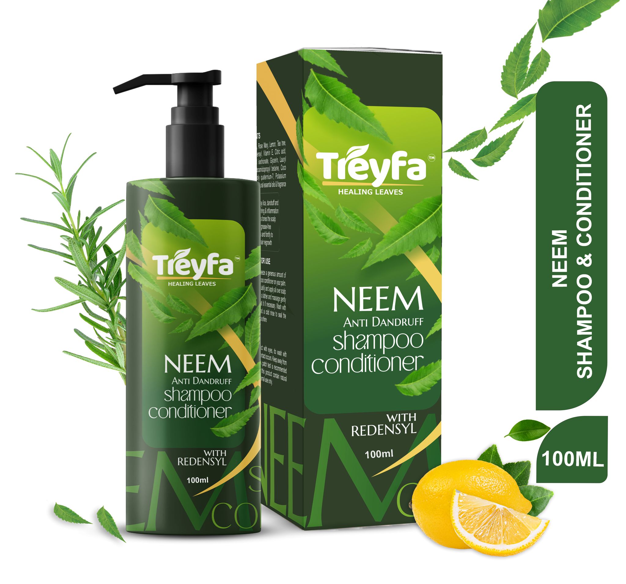TREYFA Neem shampoo conditioner for anti dandruff, Damage Repair | All Hair Types  (100 ml)