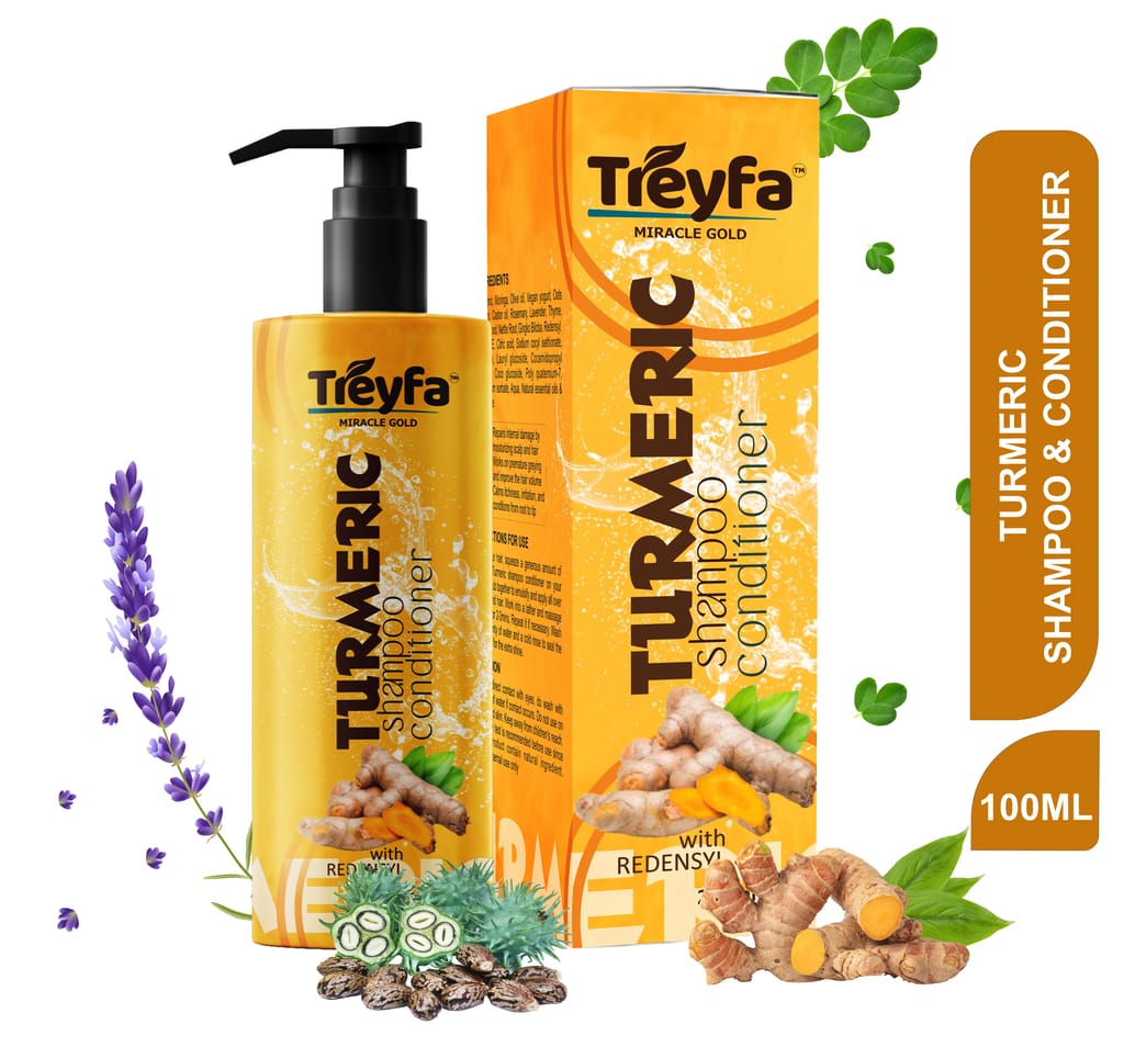 TREYFA Turmeric shampoo & conditioner for hair growth & Anti-hair Fall | All Hair Types (100 ml)