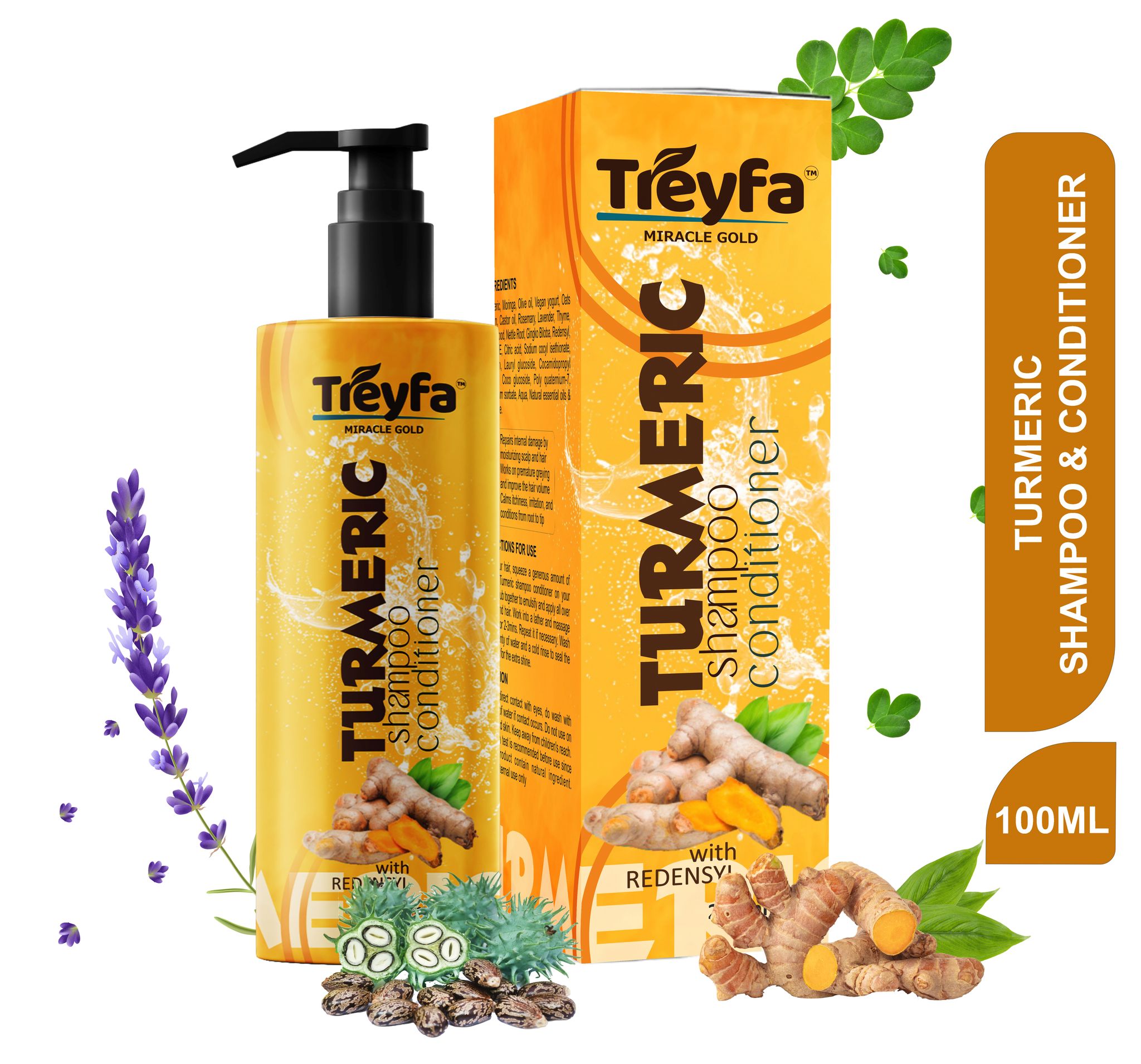 TREYFA Turmeric shampoo & conditioner for hair growth & Anti-hair Fall | All Hair Types  (100 ml)