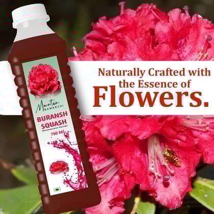 Mountain Bawarchi Buransh Squash Drink | Himalayan Rhododendron Juice Concentrate | Refreshing Rhododendron Juice | Ready to Serve | 750ml (Pack of 1)