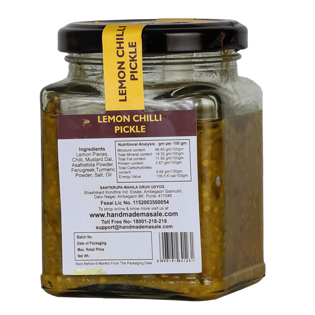 Handmade Masale Lemon Chilli Pickle