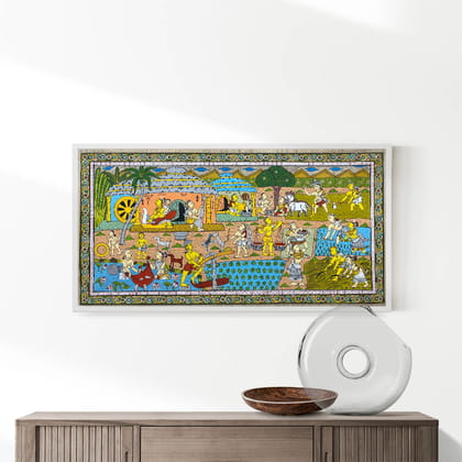 Daily Village Life Patta Tussar Painting Daily Village Life Patta Tussar Painting