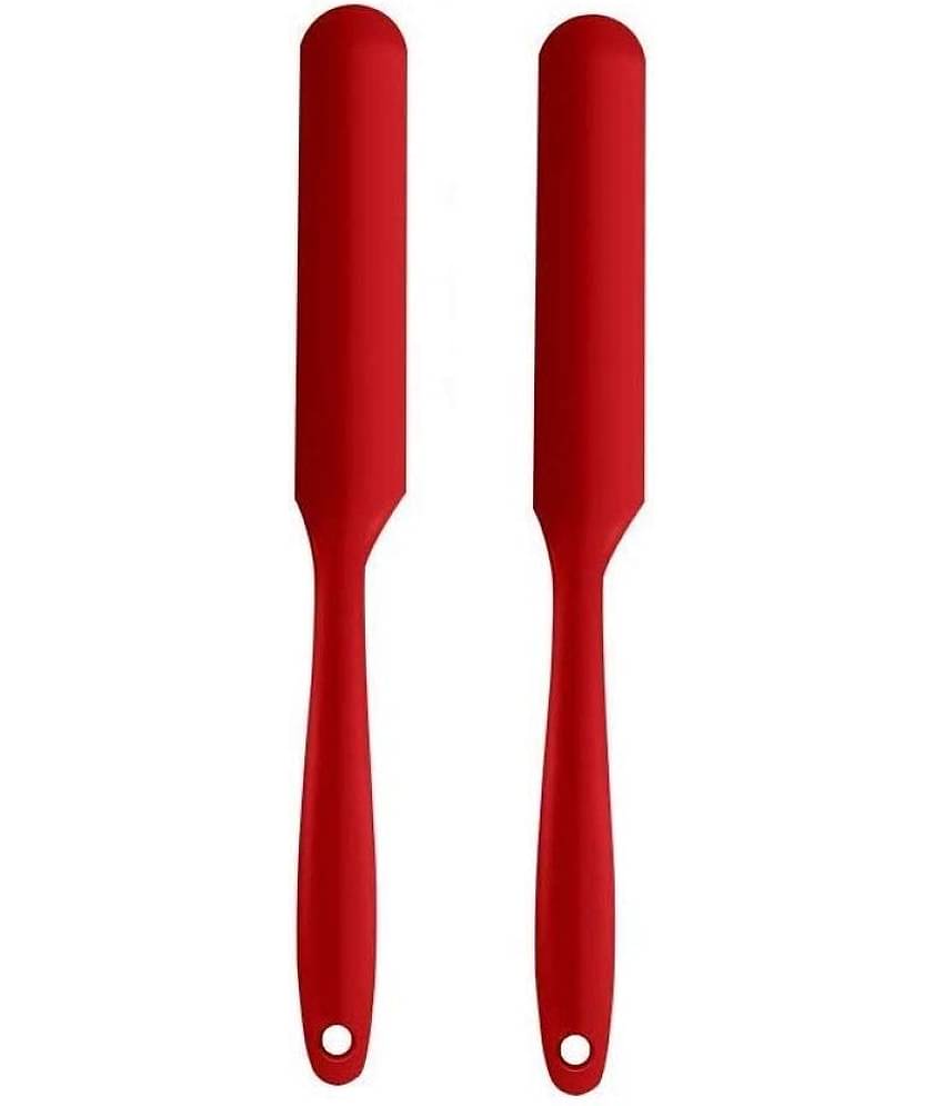 Baskety Silicone Cream Waxing Butter Jar Spreader Spatula ( Pack of 2, Red)