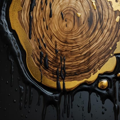 ABSTRACT GOLD FIGURE 24in X 24in WITH BLACK FRAME