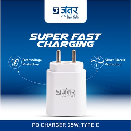 JANTAR M101 Fast charger upto 65Watt Power, Type C, White Color