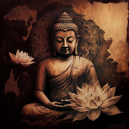 ELEGANT AND DETAILED BUDDHA PAINTING 24in X 24in WITH BLACK FRAME 